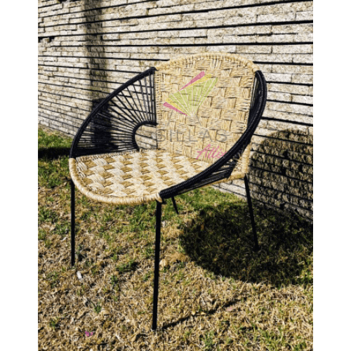Half Moon Chair in Palm and Plastic / Garden chair / outdoor chair